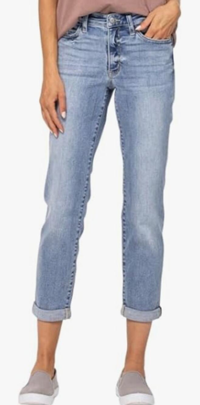 Judy Blue Mid Rise Bleach Wash Boyfriend Denim Jeans 882335LT-CO 9/29